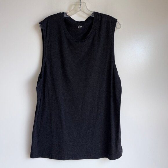 ALO Triumph Muscle Tank Top Men's Large Black Athletic Yoga Gym - Picture 1 of 8